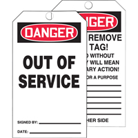 Tags By-The-Roll Safety Tags, Cardstock, 3" W x 6-1/4" H, English D. Morneault & Fils