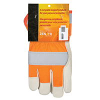 Gants d'ajusteur &agrave; chaleur sup&eacute;rieure orange haute visibilit&eacute;, Grand, Paume en Cuir fleur de vache, Doublure en Thinsulate D. Morneault & Fils
