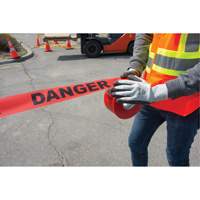 Ruban pour barricade Danger, Bilingue, 3" la x 1000' lo, 1,5 mil, Noir/rouge D. Morneault & Fils