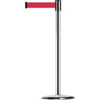 Slimline TensaBarrier&reg; Barrier Post, Steel, 38" H, Red Tape, 7.5' Tape Length D. Morneault & Fils