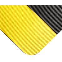 Corrugated Switchboard Matting No.702, 3' W x 10' L, 1/4" Thickness, Black/Yellow, PVC D. Morneault & Fils
