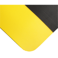 Tapis tr&egrave;s robuste pour panneau de contr&ocirc;le No 720, Ondul&eacute;, 3' x 10' x 5/8", Noir/Jaune, PVC D. Morneault & Fils