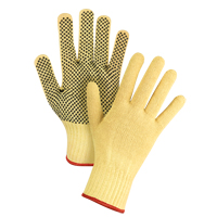Gants tricot&eacute;s sans couture &agrave; pois, Taille Petit/7, Calibre 7, Rev&ecirc;tement PVC, Enveloppe en Kevlar, ASTM ANSI niveau A2/EN 388 niveau 3 D. Morneault & Fils
