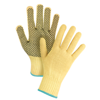 Gants tricot&eacute;s sans couture &agrave; pois, Taille T-Grand/10, Calibre 7, Rev&ecirc;tement PVC, Enveloppe en Kevlar, ASTM ANSI niveau A2/EN 388 niveau 3 D. Morneault & Fils