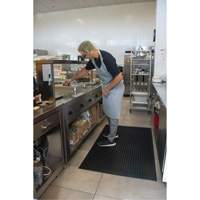 Anti-Fatigue Matting, Slotted, 3' x 5' x 7/8", Black, Natural Rubber D. Morneault & Fils