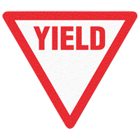 Panneau de signalisation au sol  Yield , Adh&eacute;sif, Anglais avec pictogramme D. Morneault & Fils