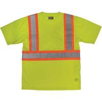Short-Sleeved Safety T-Shirt with Pocket, Polyester, Large, High Visibility Lime-Yellow D. Morneault & Fils