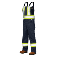 Unlined Safety Overalls, Poly-Cotton, Large, Navy Blue D. Morneault & Fils