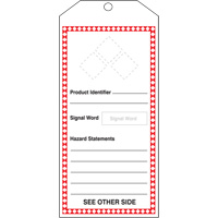 GHS Jumbo Safety Tag, Cardstock, 3-7/8" W x 8-1/2" H, English D. Morneault & Fils