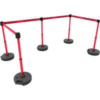 PLUS Barrier Post Set X5, Plastic, 42" H, Red Tape, 15' Tape Length D. Morneault & Fils
