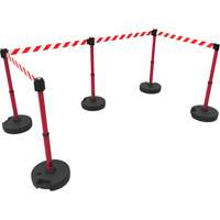 PLUS Barrier Post Set X5, Plastic, 42" H, Red Tape, 15' Tape Length D. Morneault & Fils