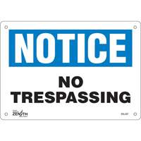 "No Trespassing" Sign, 7" x 10", Aluminum, English D. Morneault & Fils