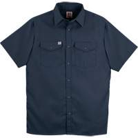Twill Short-Sleeved Work Shirt with Snap, Men's, Small, Navy Blue D. Morneault & Fils