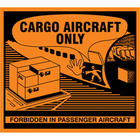 "Cargo Aircraft Only" Handling Labels, 4-3/4" L x 4-1/4" W, Orange D. Morneault & Fils