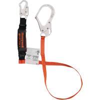 Titan Shock-Absorbing Lanyard, 6', Locking Rebar Hook Center, Locking Snap Hook Leg Ends, Polyester D. Morneault & Fils