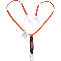 Titan Shock-Absorbing Lanyard, 6', Locking Rebar Hook Center, Locking Snap Hook Leg Ends, Polyester D. Morneault & Fils