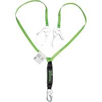 Miller&reg; HP Shock-Absorbing Lanyard, 6', Scaffold Hook Center, Locking Snap Hook Leg Ends, Polyester D. Morneault & Fils