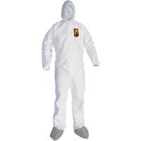KleenGuardA45 Liquid & Particle Protection Coveralls with Anti-Slip Shoe, Large, Grey/White, Microporous D. Morneault & Fils