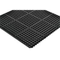 Tapis antifatigue &agrave; imbrication Cushion-Ease 550, &agrave; fentes, 3' x 3' x 3/4", Noir, Caoutchouc D. Morneault & Fils