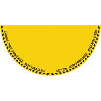 "Caution" Half Circle Swing Door Floor Sign, Adhesive, English with Pictogram D. Morneault & Fils