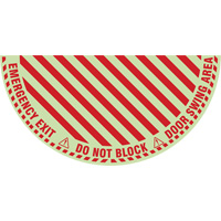 "Emergency Exit" Half Circle Swing Door Floor Sign, Adhesive, English with Pictogram D. Morneault & Fils