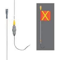 Tiges de s&eacute;curit&eacute; tout-temps de s&eacute;rie lourde avec lumi&egrave;re DEL constante Safety Whip, Fixation Ressort, Hauteur 3', Orange avec X r&eacute;fl&eacute;chissant D. Morneault & Fils