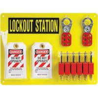 Lockout Board with Keyed Different Nylon Safety Lockout Padlocks, Plastic Padlocks, 6 Padlock Capacity, Padlocks Included D. Morneault & Fils