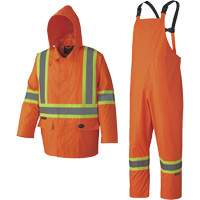 5608 210D Waterproof Rain Suit, Polyester/PVC, Small, High Visibility Orange D. Morneault & Fils