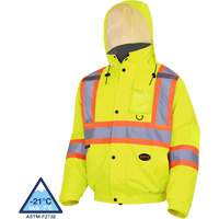 5033 Waterproof Winter Quilted Safety Bomber Jacket, Polyester, High Visibility Lime-Yellow, Small D. Morneault & Fils