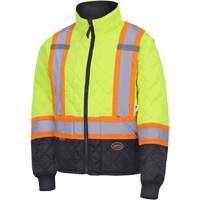 5016 Quilted Freezer Jacket, Polyester, Black/High Visibility Lime-Yellow, X-Small D. Morneault & Fils