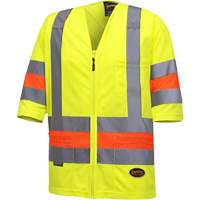 6019 Chandail de circulation &agrave; manches courtes  Qu&eacute;bec, Polyester, T-petit, Jaune lime haute visibilit&eacute; D. Morneault & Fils