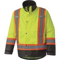 5401 300D Trilobal Ripstop Waterproof Safety Jacket, Polyester, Black/High Visibility Lime-Yellow, X-Small D. Morneault & Fils