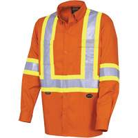 4441 Chemise de s&eacute;curit&eacute; &agrave; manches longues ultra respirante, Coton, Petit, Orange haute visibilit&eacute; D. Morneault & Fils