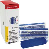 Fabric Blue Detectable Bandages, Rectangular/Square, 1", Fabric Metal Detectable, Sterile D. Morneault & Fils