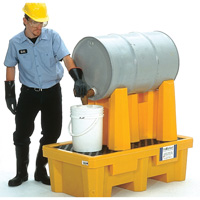 Ultra-Drum Rack 1-Drum Containment System with Drain, 52" L x 29" W x 49.5" H, 750 US gal. Capacity D. Morneault & Fils