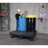 Ultra-Spill Pallet mod&egrave;le &eacute;conomique, 4 barils, Capacit&eacute; de d&eacute;versement 66 gal. US, 53" x 53" x 11,8" D. Morneault & Fils