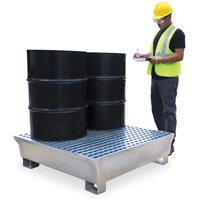 4-Drum Steel Ultra-Spill Pallet&reg;, 68 US gal. Spill Capacity, 49.1" x 47.1" x 10.9" D. Morneault & Fils