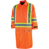 Imperm&eacute;able long avec capuchon amovible, Nylon/PVC, Petit, Orange haute visibilit&eacute; D. Morneault & Fils