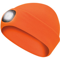 5675 Knit Toque with LED Headlight, Fleece Lining, One Size, High Visibility Orange D. Morneault & Fils