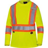 6969 Chandail de s&eacute;curit&eacute; &agrave; manches longues en il-de-perdrix pour femme, Polyester, T-petit, Jaune lime haute visibilit&eacute; D. Morneault & Fils