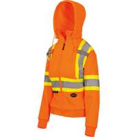 6924W Chandail &agrave; capuchon en molleton avec fermeture &agrave; glissi&egrave;re, Polyester, T-petit, Orange haute visibilit&eacute; D. Morneault & Fils