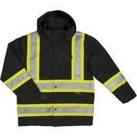 Ripstop Safety Rain Jacket, Polyester, X-Small, Black D. Morneault & Fils