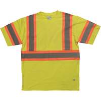 Short Sleeve Safety T-Shirt, Cotton, X-Small, High Visibility Lime-Yellow D. Morneault & Fils