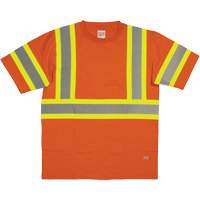 Short Sleeve Safety T-Shirt, Cotton, X-Small, High Visibility Orange D. Morneault & Fils