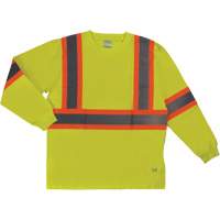 Long Sleeve Safety T-Shirt, Cotton, X-Small, High Visibility Lime-Yellow D. Morneault & Fils