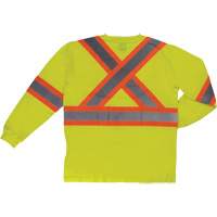 Long Sleeve Safety T-Shirt, Cotton, X-Small, High Visibility Lime-Yellow D. Morneault & Fils