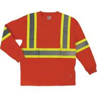 Long Sleeve Safety T-Shirt, Cotton, X-Small, High Visibility Orange D. Morneault & Fils