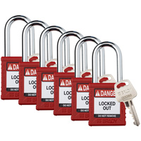 Velocity Lockout Padlocks, Red, Keyed Different, Nylon, 1-1/2" Width D. Morneault & Fils