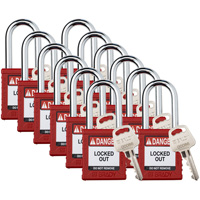 Velocity Lockout Padlocks, Red, Keyed Different, Nylon, 1-1/2" Width D. Morneault & Fils