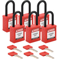 Velocity Lockout Padlocks, Red, Keyed Alike, Nylon, 1-1/2" Width D. Morneault & Fils